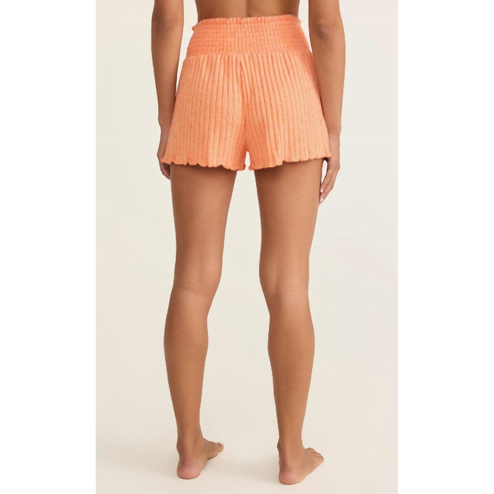 Z Supply Ribbed High-Waist Soft Knit Shorts - Peach - Picture 4 of 4
